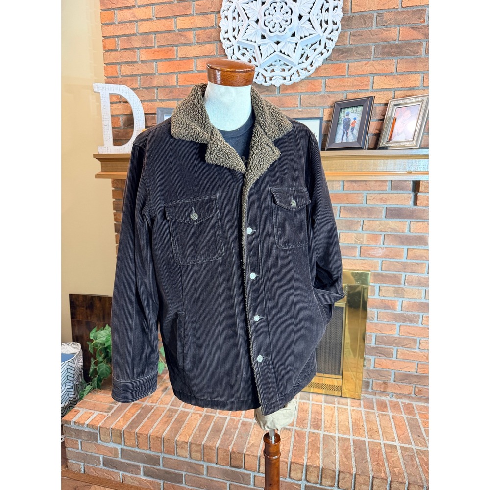 Gap Corduroy Rancher Jacket Mens Brown Sherpa Lined Vintage Y2K Workwear Large